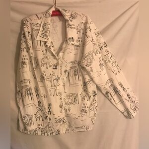 Vintage Caribe USA Cotton Blouse With French Women Size X Large